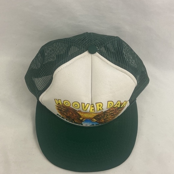 Vintage Hoover Dam Nevada Arizona Green Trucker Mesh Cap Hat Snapback - Picture 3 of 10